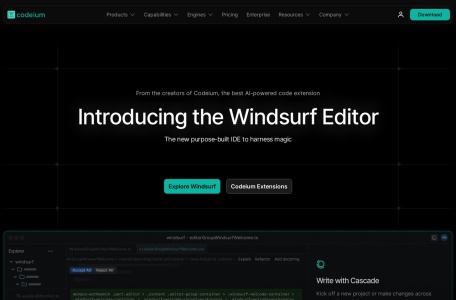 Windsurf,Windsurf官网截图,AI编程工具