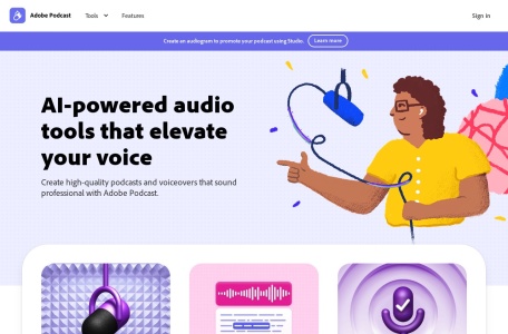 Adobe Podcast,Adobe Podcast官网截图,音频录制和编辑工具