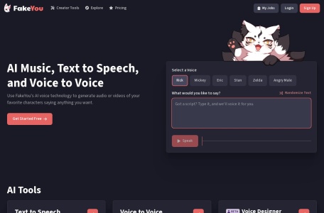 FakeYou,FakeYou官网截图,适合二次元的配音工具
