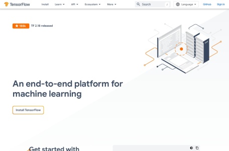 TensorFlow,TensorFlow官网截图,谷歌开发的开源软件
