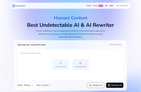 AI Undetect,AI Undetect官网截图,AI检测与人性化处理工具