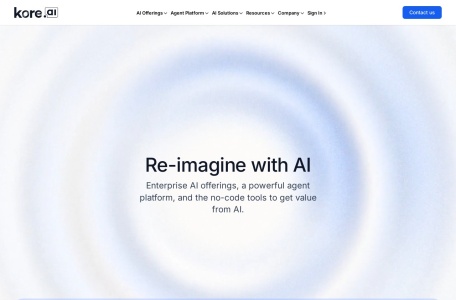 Kore.ai,Kore.ai官网截图,企业对话人工智能平台