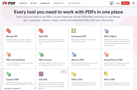 iLovePDF,iLovePDF官网截图,免费PDF处理工具