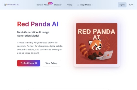 Red Panda AI,Red Panda AI官网截图,红熊猫AI是一款专业的AI图像生成器，可以将文本提示转换为惊艳的艺术作品，特别强调红熊猫的主题。它提供精确的文本排版、风格控制和矢量支持，适合设计师和营销人员使用。