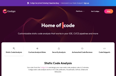 Codiga,Codiga官网截图,AI代码实时分析