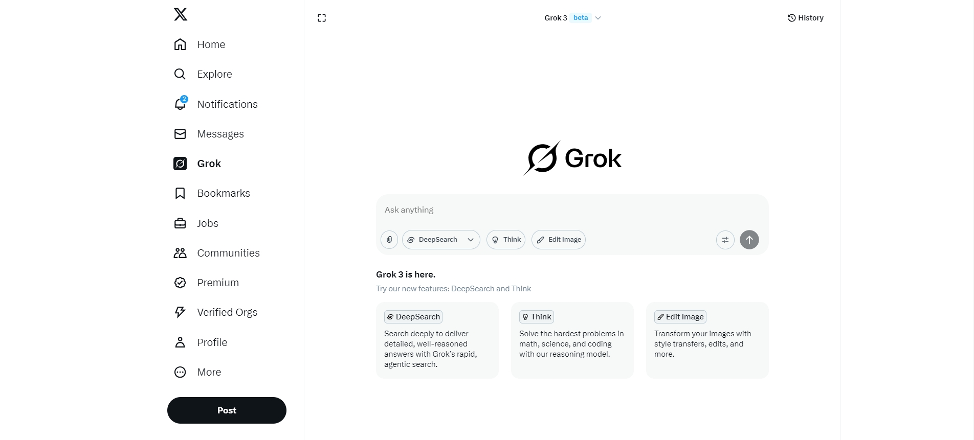 DeeperSearch,DeeperSearch官网截图,马斯克旗下Grok推出的一款AI搜索功能